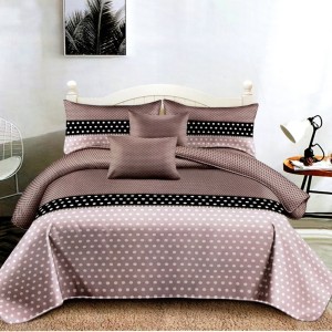 Lenjerie pat dublu, FINET Satinat, 6 piese, Gri, Buline