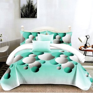 Lenjerie pat dublu, FINET Satinat, 6 piese, Bleu, Buline Lenjerie pat dublu, FINET Satinat, 6 piese, Bleu, Buline