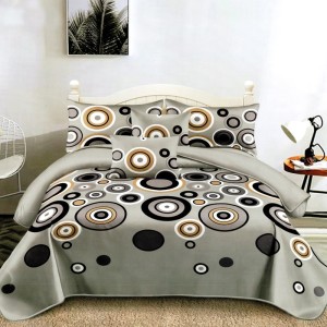 Lenjerie pat dublu, FINET, 6 piese, Gri, Cercuri si Buline Lenjerie pat dublu, FINET, 6 piese, Gri, Cercuri si Buline
