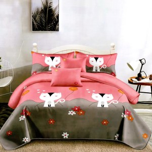 Lenjerie pat dublu, FINET, 6 piese, Roz, Gri, Pisicute Lenjerie pat dublu, FINET, 6 piese, Roz, Gri, Pisicute