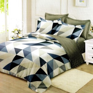 Lenjerie pat dublu, FINET Satinat, 6 piese, Gri, Alb, Albastru, Forme Geometrice Lenjerie pat dublu, FINET Satinat, 6 piese, Gri, Alb, Albastru, Forme Geometrice