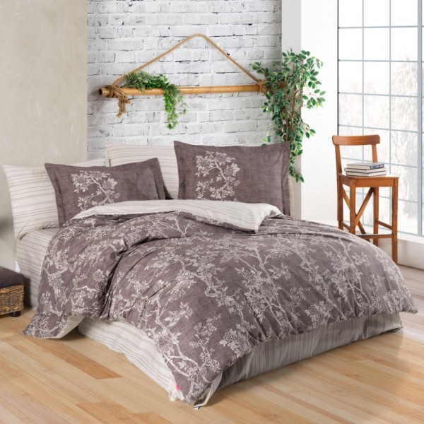 Lenjerie Pat Dublu, Bumbac 100% Poplin, 4 piese, Hobby Dream – Kahve [1]