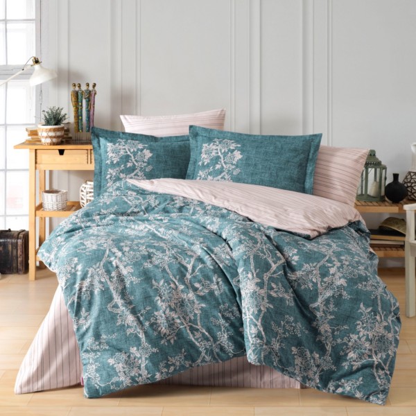 Lenjerie Pat Dublu, Bumbac 100% Poplin, 4 piese, Hobby Dream – Turkuaz [1]