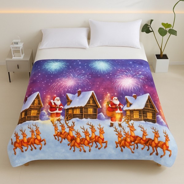 Patura pufoasa cocolino 200x230cm, 240g/mp, Mov, Sania lui Moș Craciun [1]