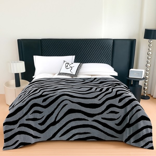   Pătură Cocolino Groasa, 200x230 cm, Zebra, Gri Inchis [1]