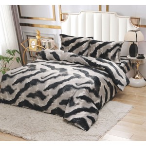 Lenjerie pat dublu, Super Pufoasa COCOLINO, 4 piese, animal print, gri, negru