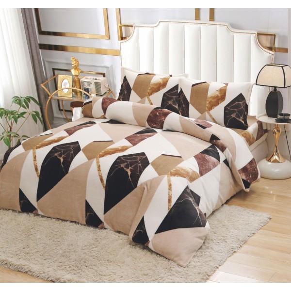 Lenjerie pat dublu, Super Pufoasa COCOLINO, 4 piese, abstract, bej [1]