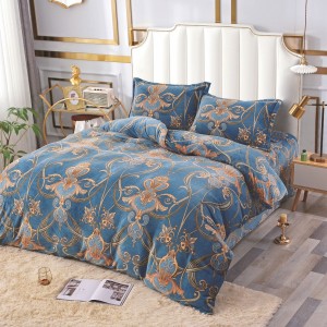 Lenjerie pat dublu, Super Pufoasa COCOLINO, 4 piese, albastru, elegant