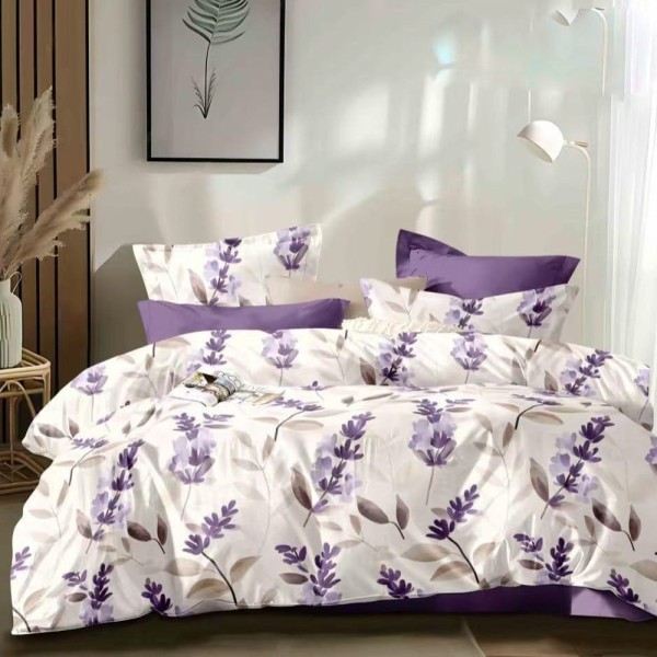 Lenjerie pat dublu (140x200cm, 160x200cm, 180x200cm), FINET, 6 piese, Gri, Mov, lavanda [1]