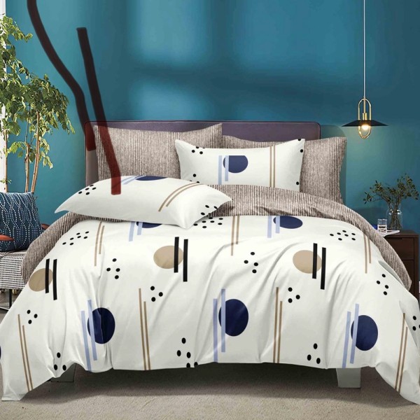 Lenjerie pat dublu (140x200cm, 160x200cm, 180x200cm), FINET, 6 piese, Crem, buline [1]