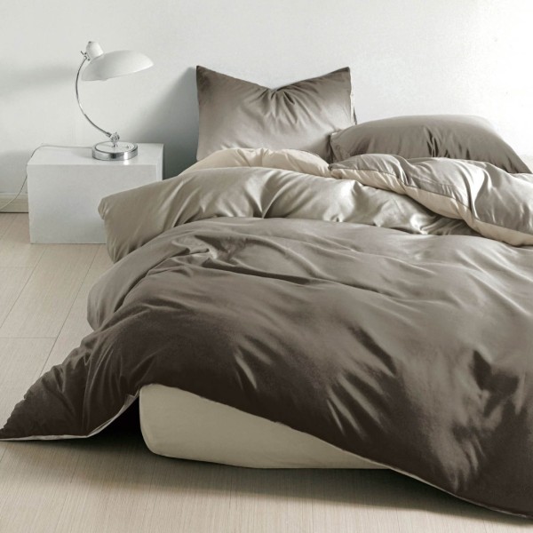 Lenjerie pat 140x200cm,  FINET, 4 piese, cu ELASTIC, Grej, degrade [1]