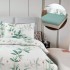 Lenjerie pat dublu, bumbac satinat,  Cearsaf cu ELASTIC 180x200cm, 4 PIESE, Verde, frunze [2]