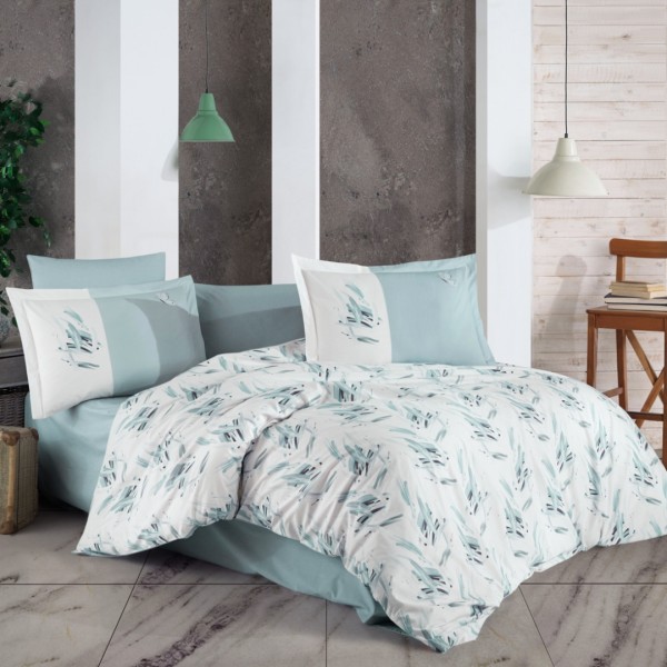 Lenjerie Pat Dublu, Bumbac 100% Poplin, 4 piese, Hobby Estate – Albastru [1]