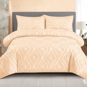 Lenjerie de Pat Premium, Bumbac Finet, Smocuri Brodate, 4 Piese, cu ELASTIC, Nesifonabilă și Durabilă, Eliana, Bej Lenjerie de Pat Premium, Bumbac Finet, Smocuri Brodate, 4 Piese, cu ELASTIC, Nesifonabilă și Durabilă, Eliana, Bej