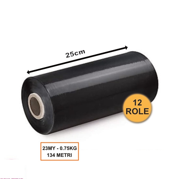 Set 12 Role Folie Stretch Neagră, 250mm, 23my, 0.75kg, 134ml [1]