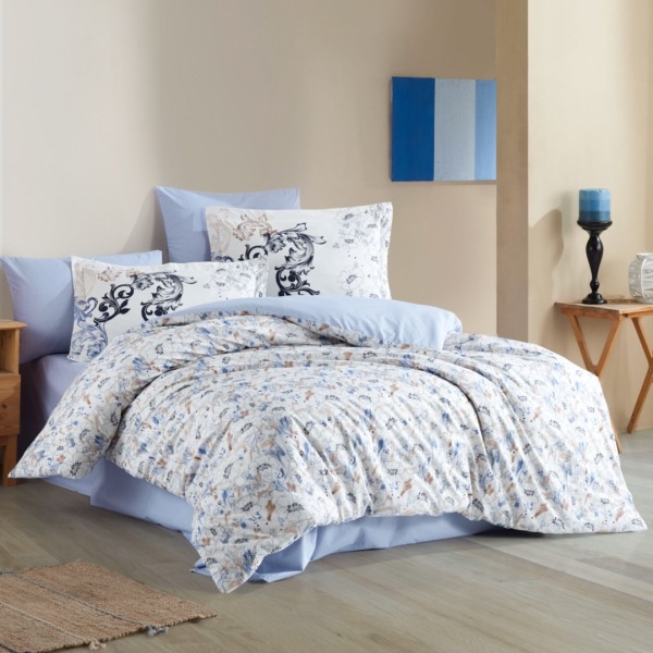 Lenjerie Pat Dublu, Bumbac 100% Poplin, 4 piese, Hobby Fiesta – Mavi [1]