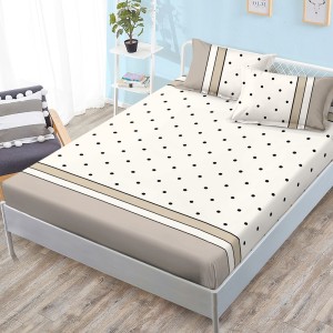 Cearsaf cu elastic, FINET, 180x200cm, 2 fete de perne 50x70cm, Crem, Bej, buline Cearsaf cu elastic, FINET, 180x200cm, 2 fete de perne 50x70cm, Crem, Bej, buline