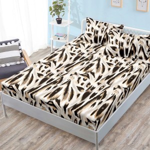 Cearsaf cu elastic, FINET, 180x200cm, 2 fete de perne 50x70cm, Crem, Maro, animal print Cearsaf cu elastic, FINET, 180x200cm, 2 fete de perne 50x70cm, Crem, Maro, animal print