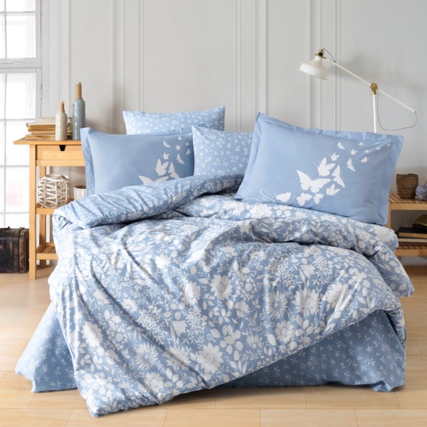 Lenjerie Pat Dublu, Bumbac 100% Poplin, 4 piese, Hobby Hira – Mavi [1]