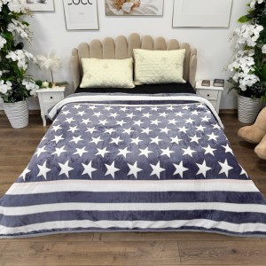 Patura pufoasa cocolino 200x230cm, 240g/mp, Gri, Steluțe si Dungi