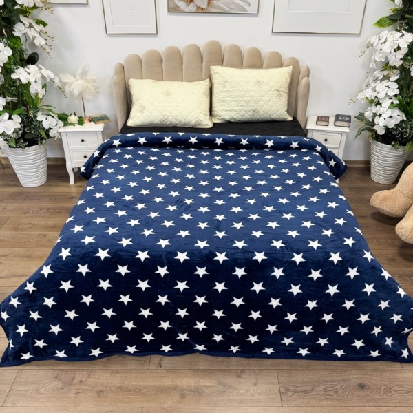 Patura pufoasa cocolino 200x230cm, 240g/mp, Bleumarin, Stelute [1]