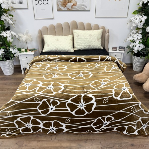 Patura pufoasa cocolino 200x230cm, 240g/mp, Maroniu, Flori [1]