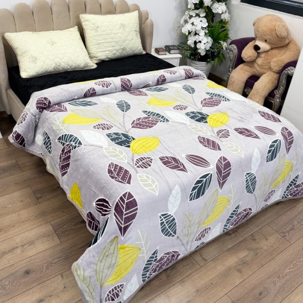 Patura pufoasa cocolino 200x230cm, 240g/mp, Gri, Frunze [1]