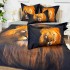 Lenjerie pat dublu,  FINET, 6 piese, IDENTICA CU POZA, cu Imprimeu Digital, Negru, Leu [6]