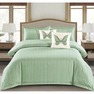 Lenjerie HoReCa, pat dublu, Damasc Finetat Deluxe cu Elastic, 6 piese, Vernil Lenjerie HoReCa, pat dublu, Damasc Finetat Deluxe cu Elastic, 6 piese, Vernil