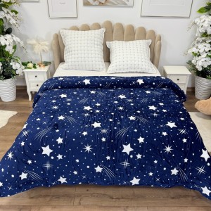 Patura pufoasa cocolino 200x230cm, 240g/mp, Albastru, Ploaie de stele