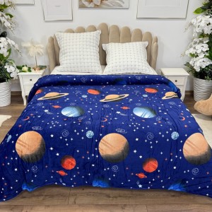 Patura pufoasa cocolino 200x230cm, 240g/mp, Albastru, Planete