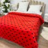 Patura pufoasa cocolino 200x230cm, 240g/mp, Rosu, Inimioare Negre [3]