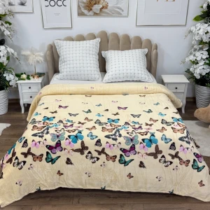 Patura pufoasa cocolino 200x230cm, 240g/mp, Crem, Fluturi Colorati