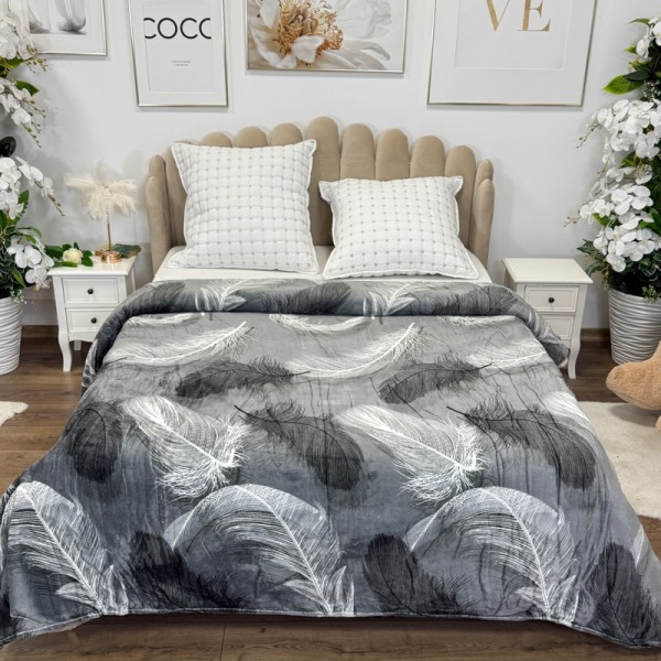 Patura pufoasa cocolino 200x230cm, 240g/mp, Gri, Pene [1]