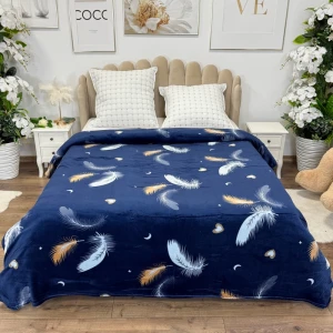 Patura pufoasa cocolino 200x230cm, 240g/mp, Bleumarin, Pene