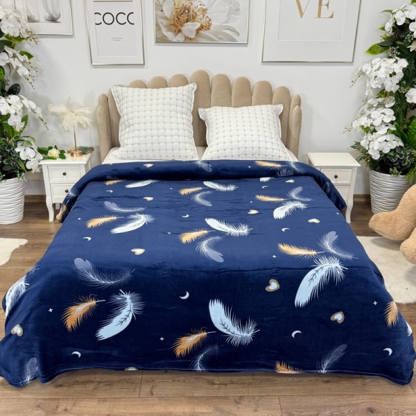 Patura pufoasa cocolino 200x230cm, 240g/mp, Bleumarin, Pene [1]