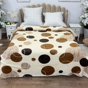 Patura pufoasa cocolino 200x230cm, 240g/mp, Crem, Buline, Cercuri