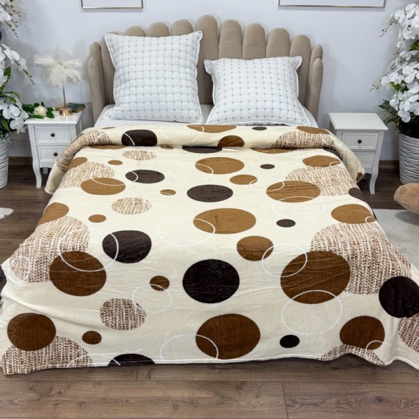 Patura pufoasa cocolino 200x230cm, 240g/mp, Crem, Buline, Cercuri [1]