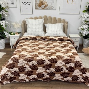 Patura pufoasa cocolino 200x230cm, 240g/mp, Bej, Maro, Frunze Patura pufoasa cocolino 200x230cm, 240g/mp, Bej, Maro, Frunze