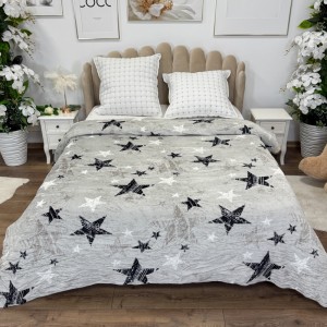 Patura pufoasa cocolino 200x230cm, 240g/mp, Gri, Stelute