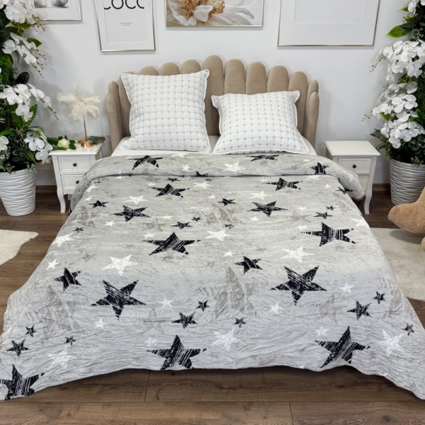 Patura pufoasa cocolino 200x230cm, 240g/mp, Gri, Stelute [1]