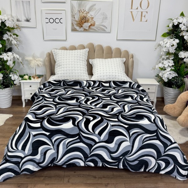 Patura pufoasa cocolino 200x230cm, 240g/mp, Alb, Negru, Gri, Model Clasic [1]