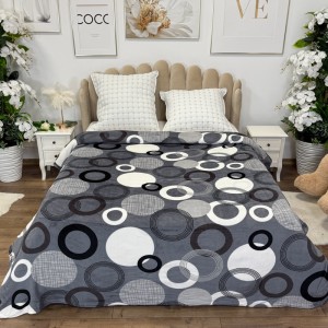 Patura pufoasa cocolino 200x230cm, 240g/mp, Gri, Buline si Cercuri