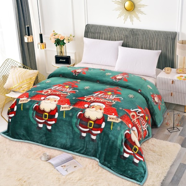 Patura pufoasa cocolino 200x230cm, 240g/mp, Verde, Brazi si Mos Craciun [1]