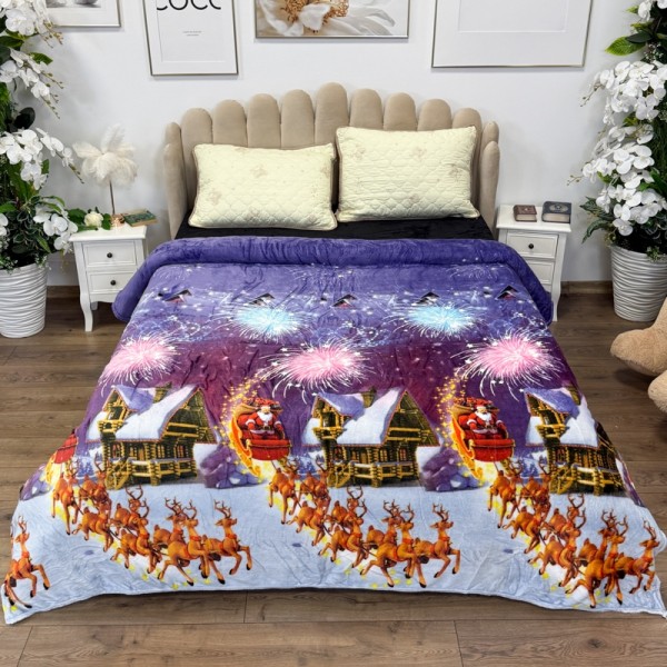 Patura pufoasa cocolino 200x230cm, 240g/mp, Mov, Sania lui Moș Craciun [1]