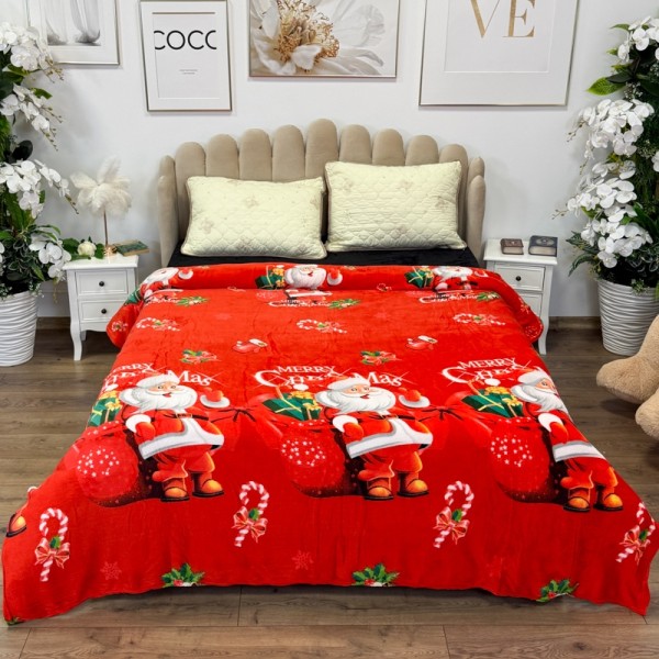 Patura pufoasa cocolino 200x230cm, 240g/mp, Roșu, Moș Craciun [1]
