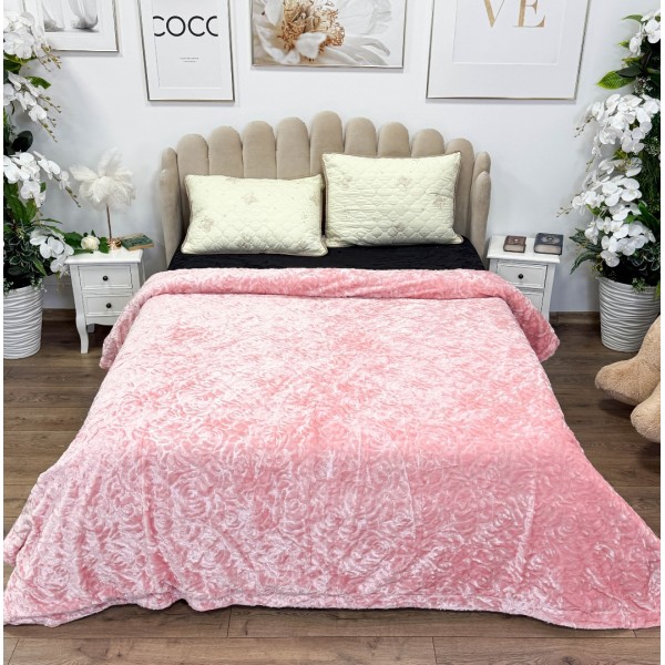 Patura Premium, Blanita Artificiala Fina, 200x230cm, Roz, Roses [1]