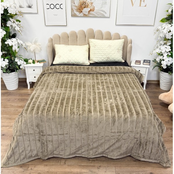Patura Premium, Blanita Artificiala Fina, 200x230cm, Cappuccino, Dungi [1]
