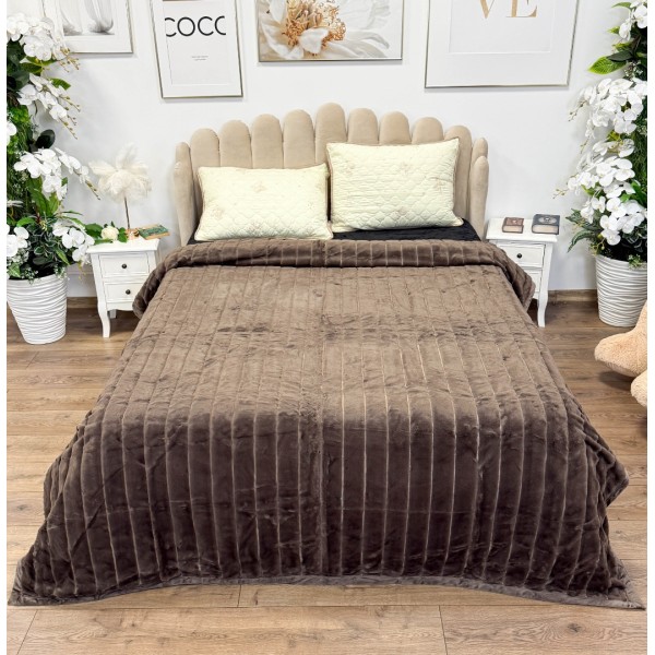 Patura Premium, Blanita Artificiala Fina, 200x230cm, Maro, Dungi [1]