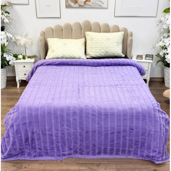 Patura Premium, Blanita Artificiala Fina, 200x230cm, Lila, Dungi [1]